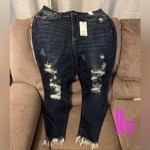 Brand New Judy Blue Distressed Skinny Jeans Sz 16w